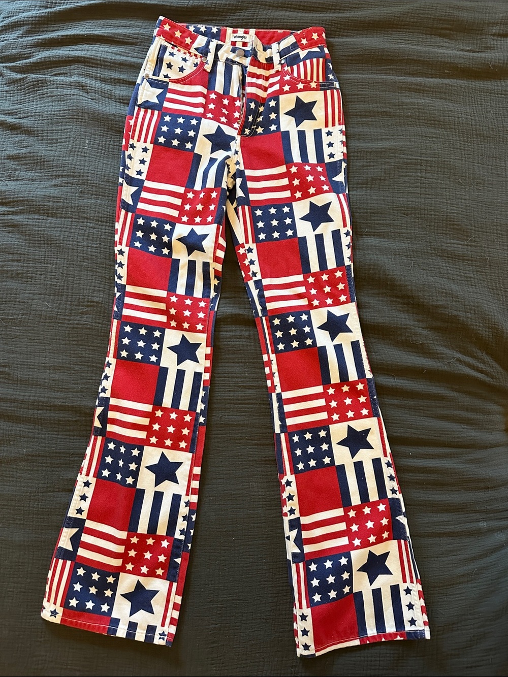Wrangler Kids Patchwork Flag-Print Jeans in Red, White & Blue
